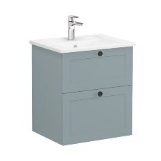 Vitra Root Classic 68837 Lavabo Dolabı, İki Çekmeceli, 60 Cm, Mat Fiyord Yeşili, Köşeli Lavabolu
